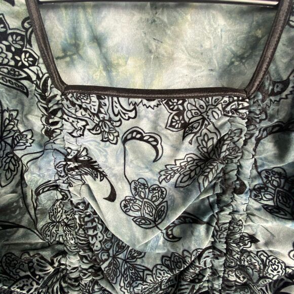 Vintage Y2k Top Womens Medium Blue Black Rusched Velvet Whimsigoth Fairy - Picture 11 of 13